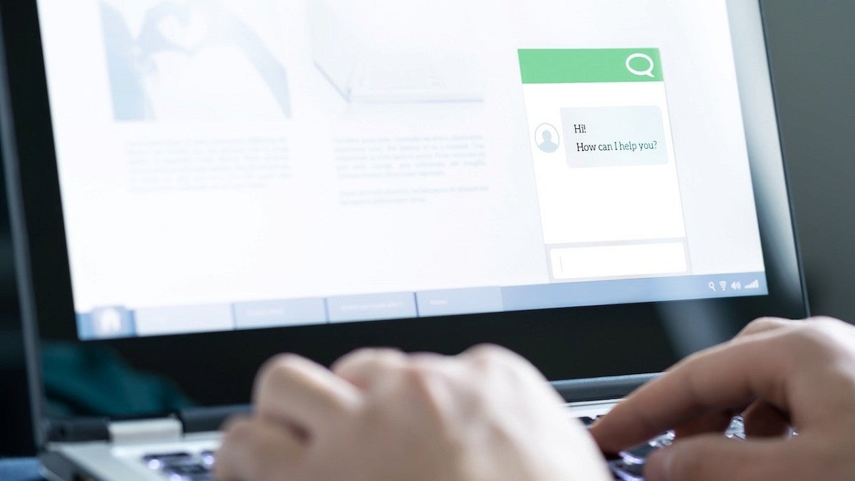 chatbot on laptop screen
