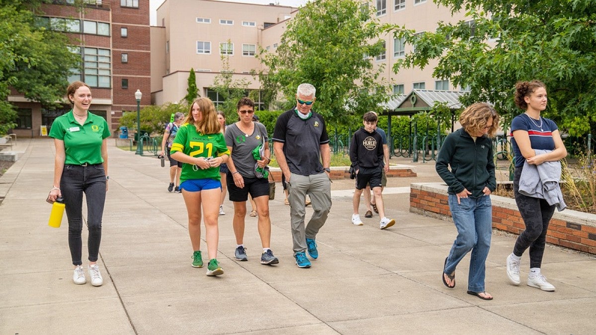 Tour group on campus