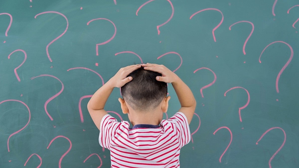 Chalkboard with question marks image