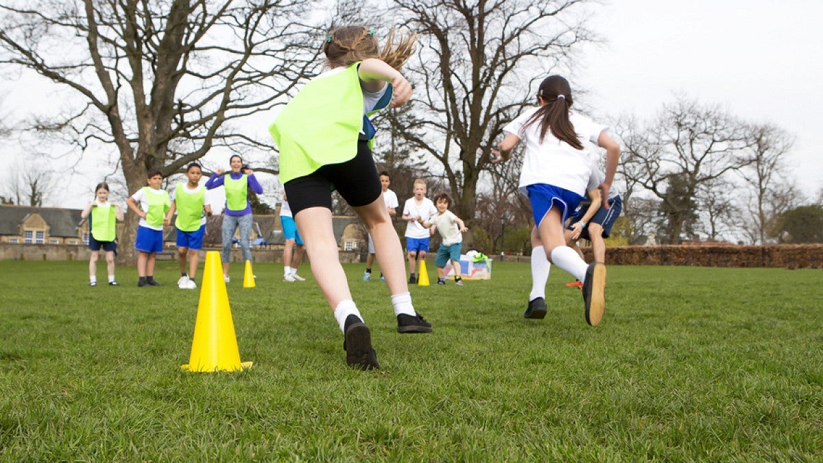 Kids playing soccer