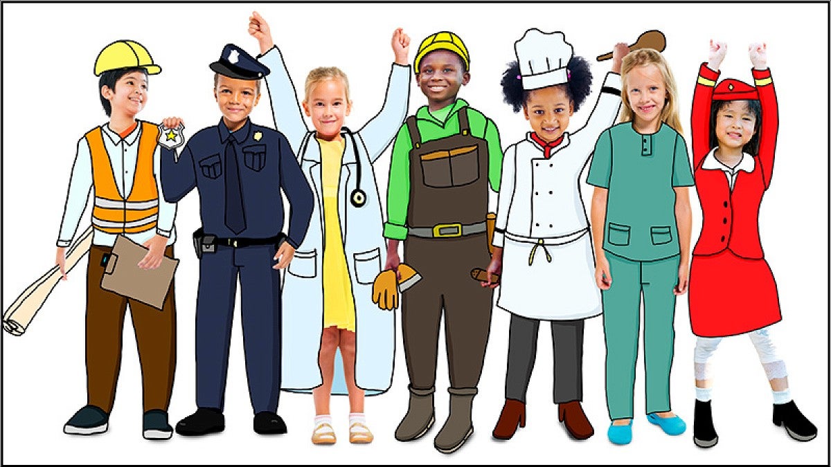 Children dressed as workers