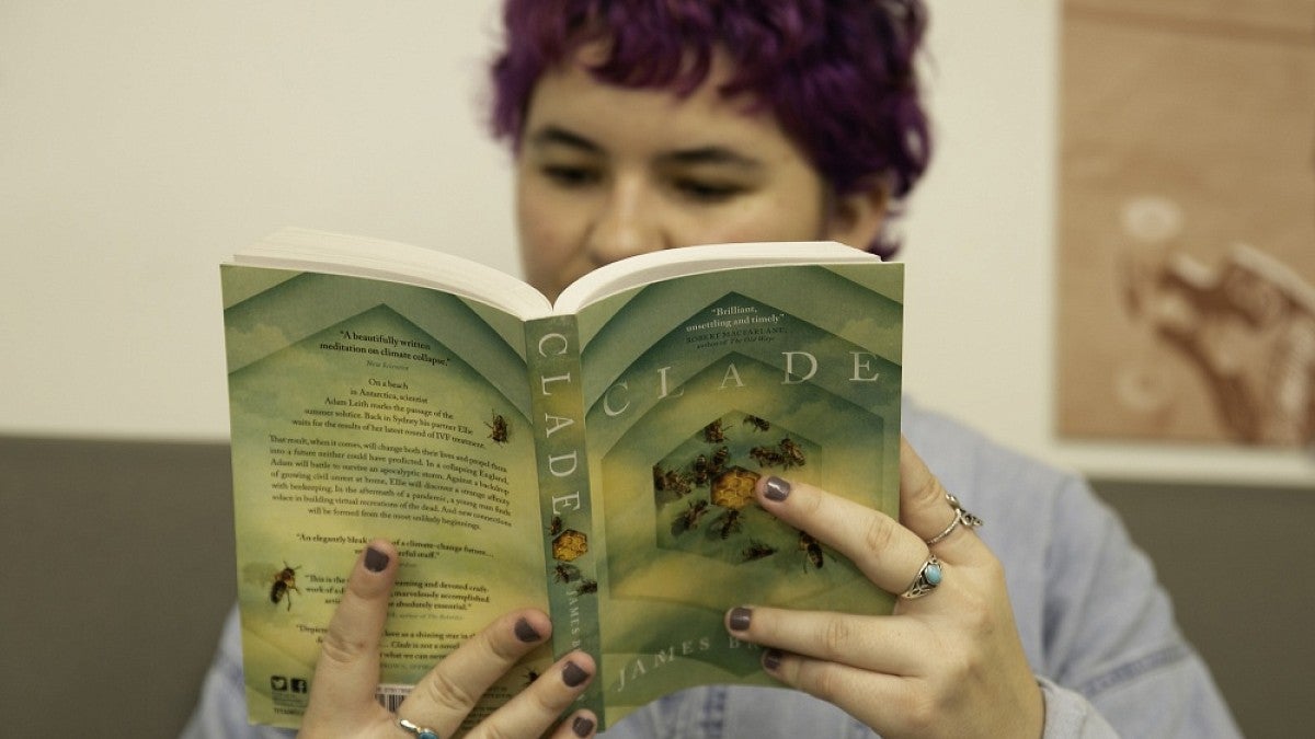 Woman reading book