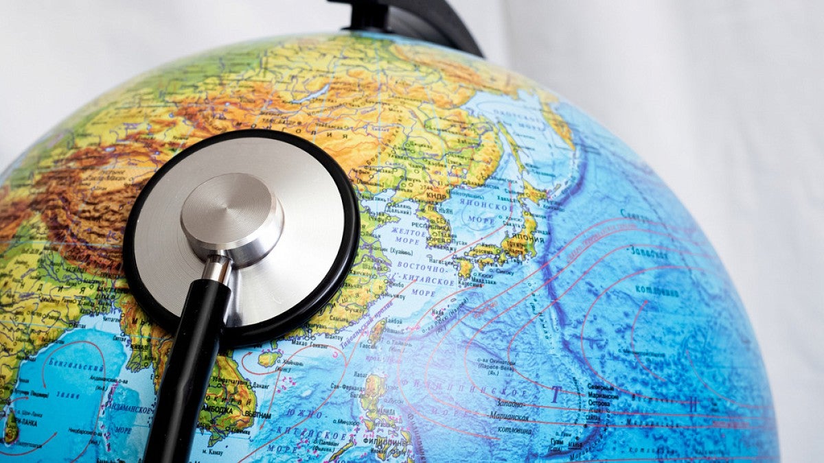Globe with stethoscope