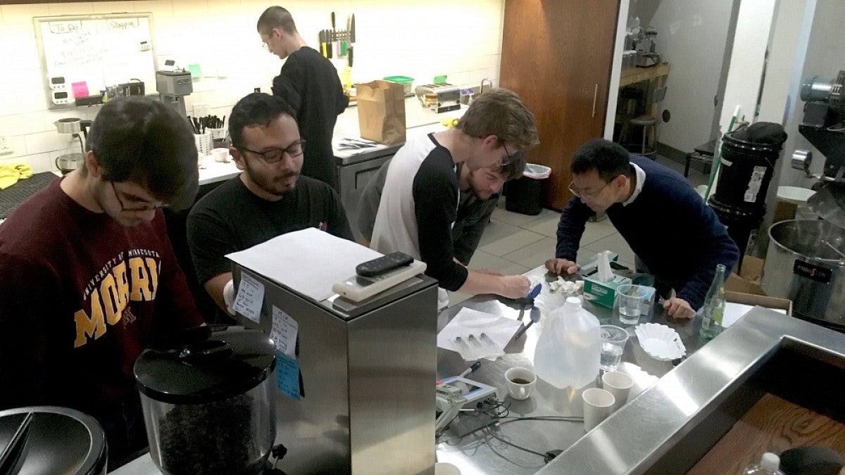 Students doing coffee experiment