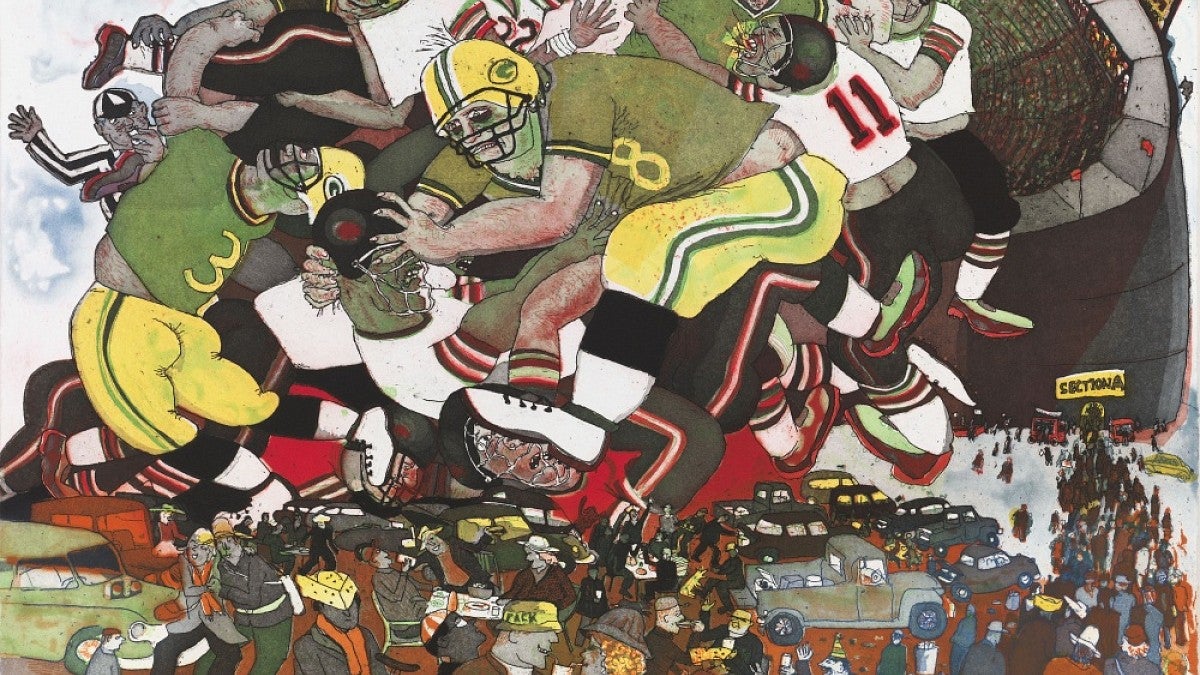 Image of the painting 'Sunday Service' by Warrington Colescott