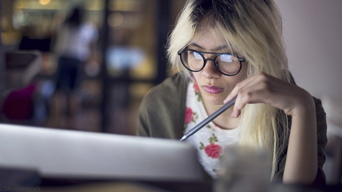 Student at computer