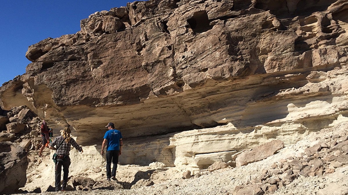 Layers of deposited sands indicating ancient tidal action