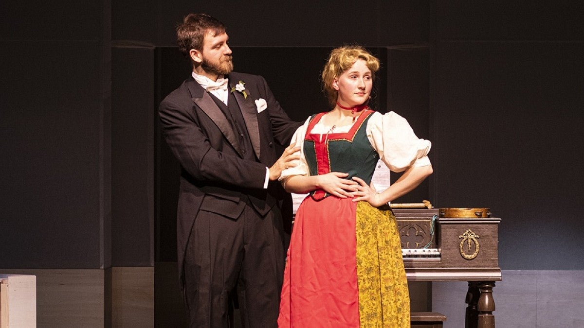Actors rehearsing a scene