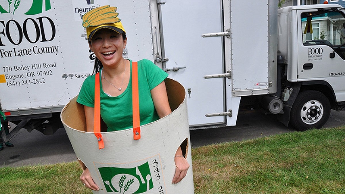 Food bank volunteer at parade