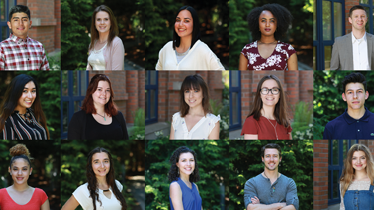 2019 Gilman Scholars (left-to-right) Top: Angel Lopez Sanchez, Mikayla Lindsey, Oksana Leontyuk, Hawi Jaldo, Donald Morrison; Middle: Kelly Dang, Paige Parkes, Emi Weiss, Jazmin Cole, Harrison Mal; Bottom: Zaida Hatfield, Cosmina Ioanas, Margaret Faliano,