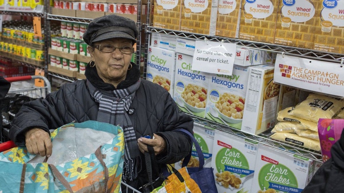 Woman at food bank