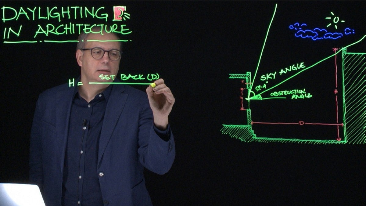 Faculty member recording a Learning Glass lecture