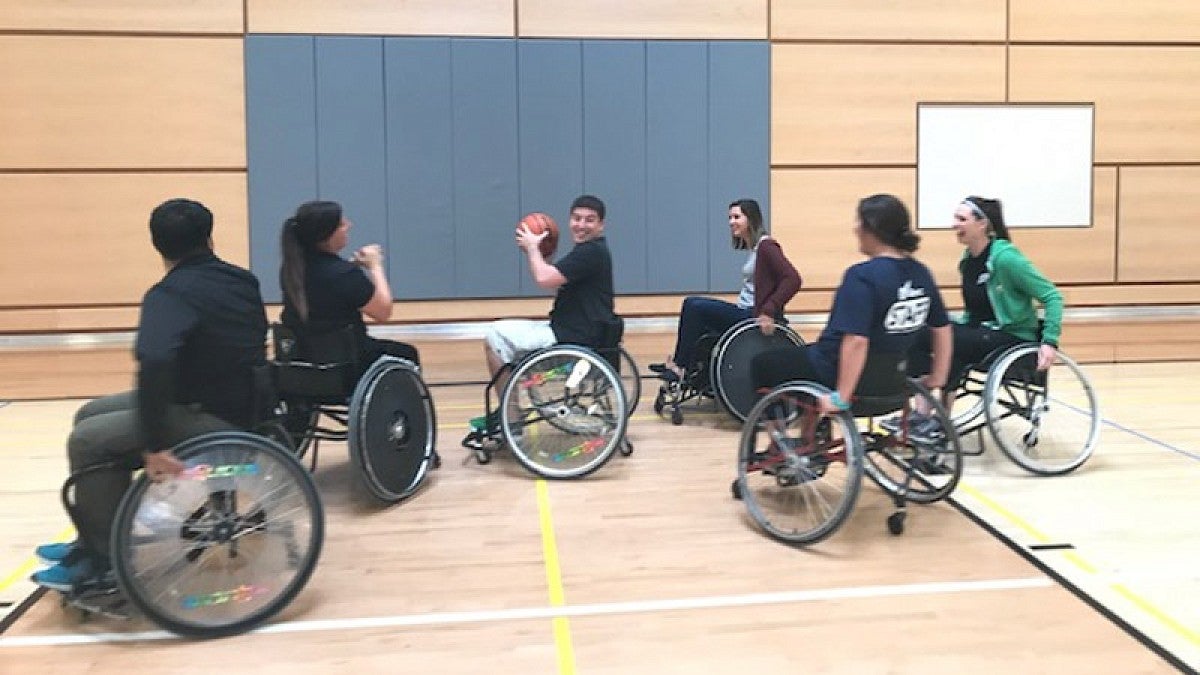 Wheelchair basketball players