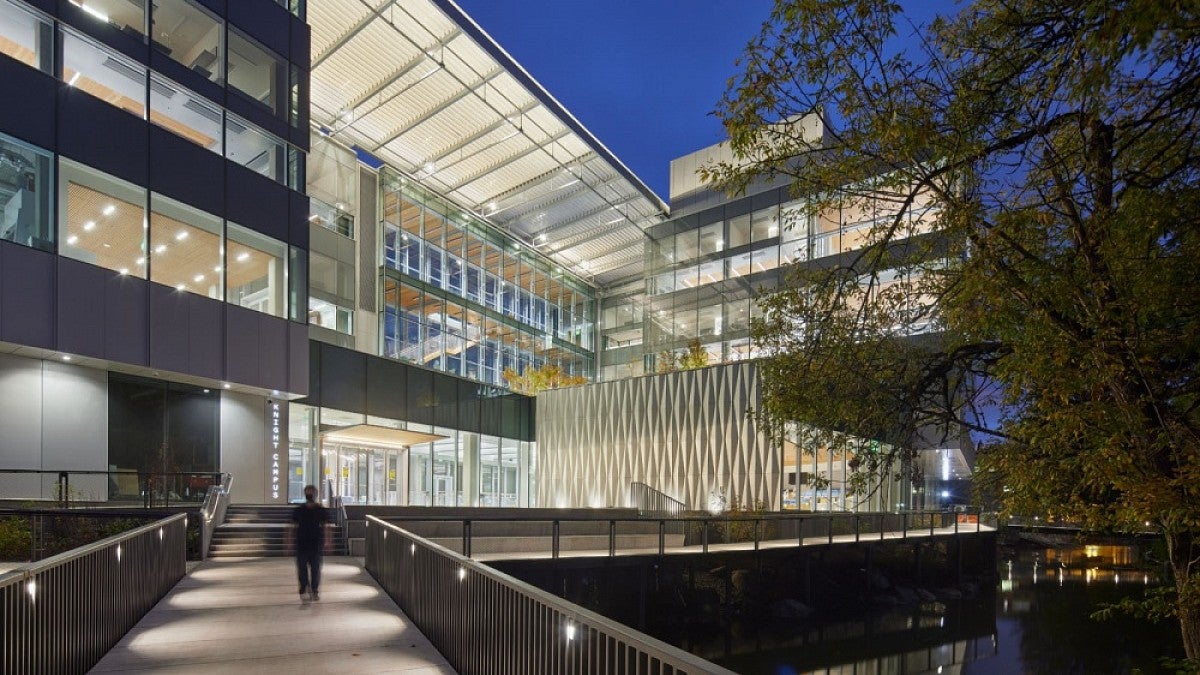 The first building on the new Knight Campus
