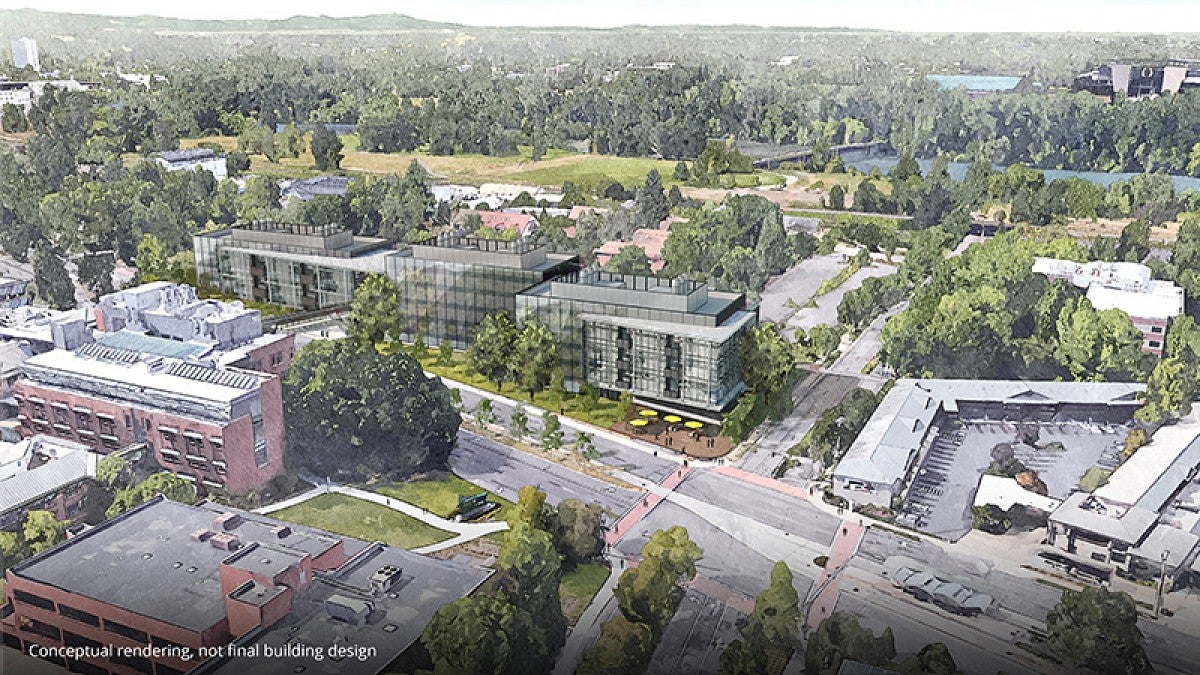 Artist rendering of Knight Campus buildings