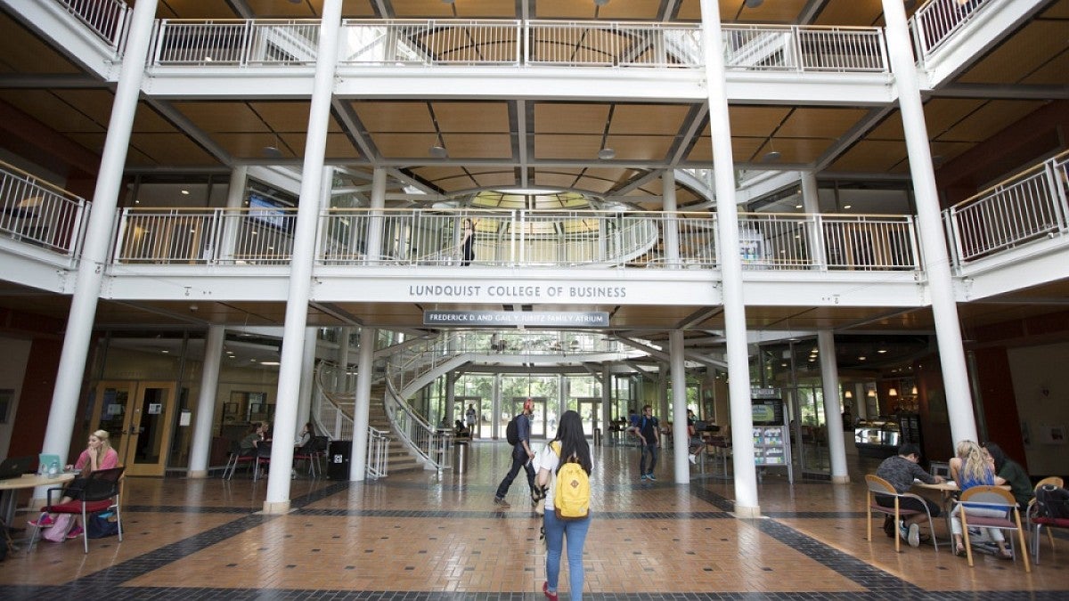 Lillis Business Complex atrium