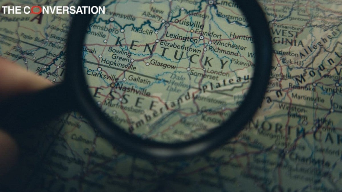 Map seen through magnifier