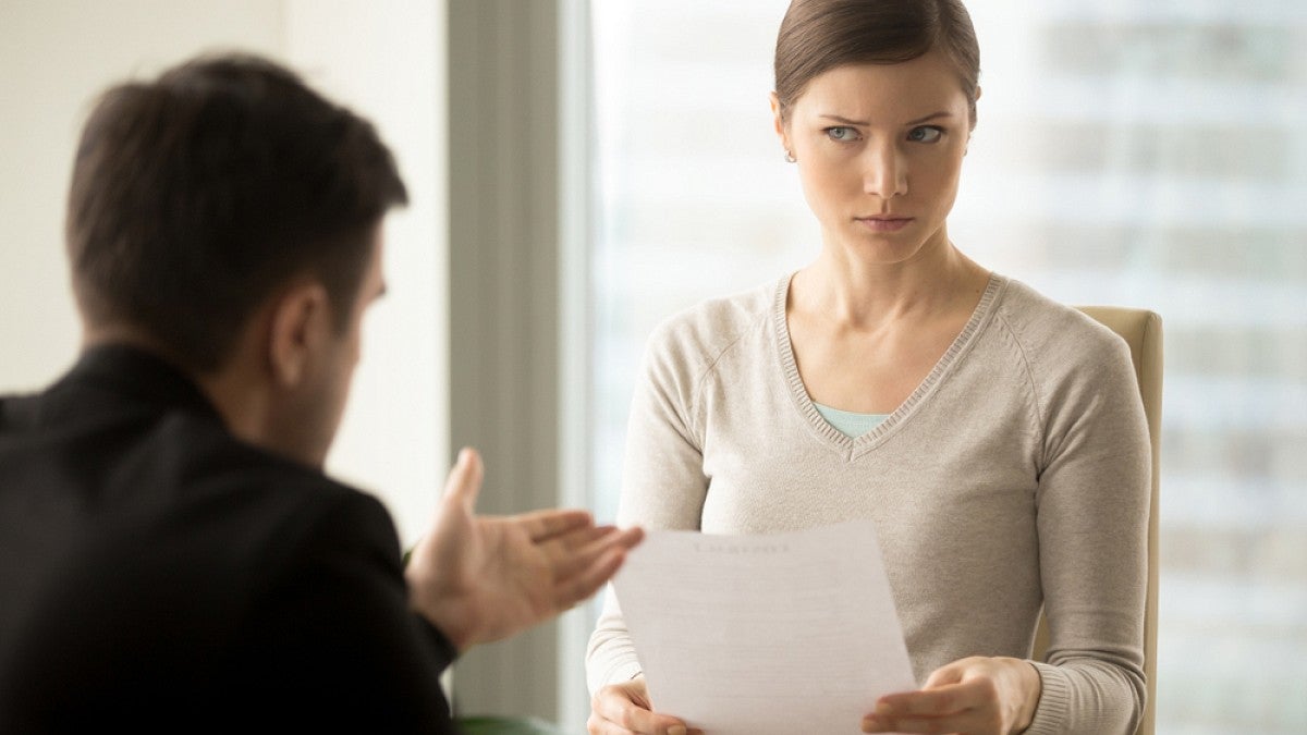 Woman with skeptical look