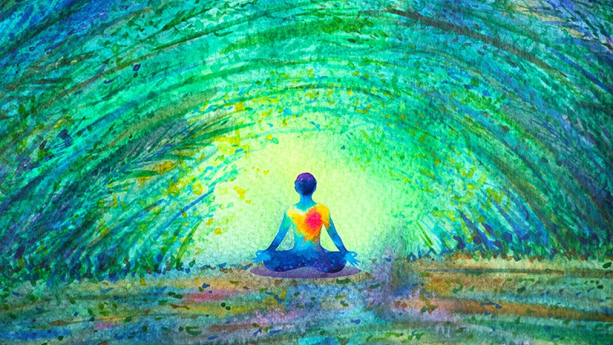 illustration of person in lotus yoga pose