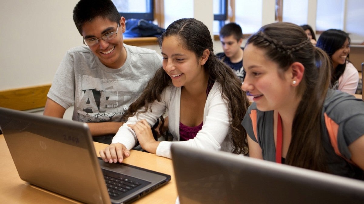 Students working at computer