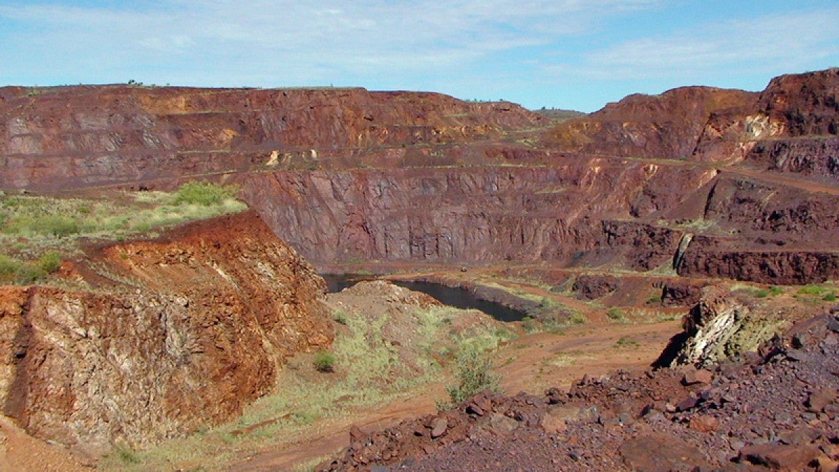 Abandoned pit at Mount Goldsworthy near Mount Grant in Western Australia