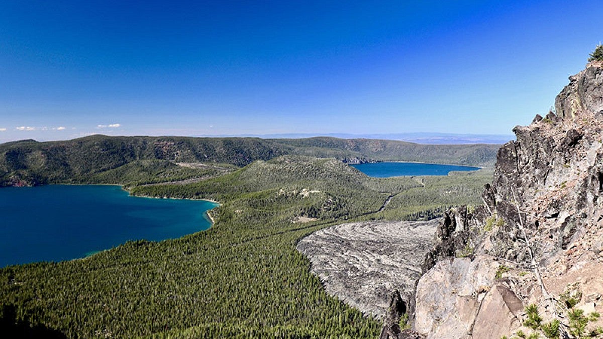 Image taken from Newberry’s Paulina Peak shows Paulina and East lakes