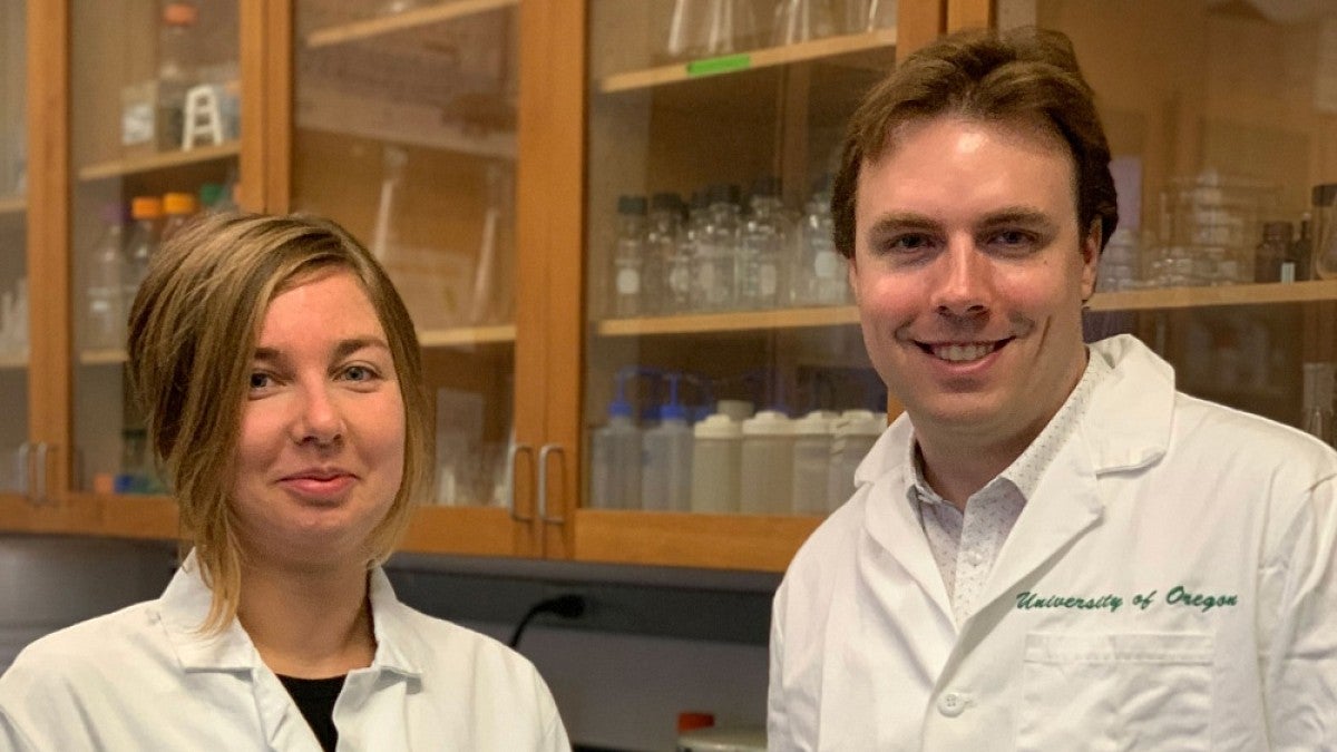Graduate students Anastasia Teterina and Zach Stevenson
