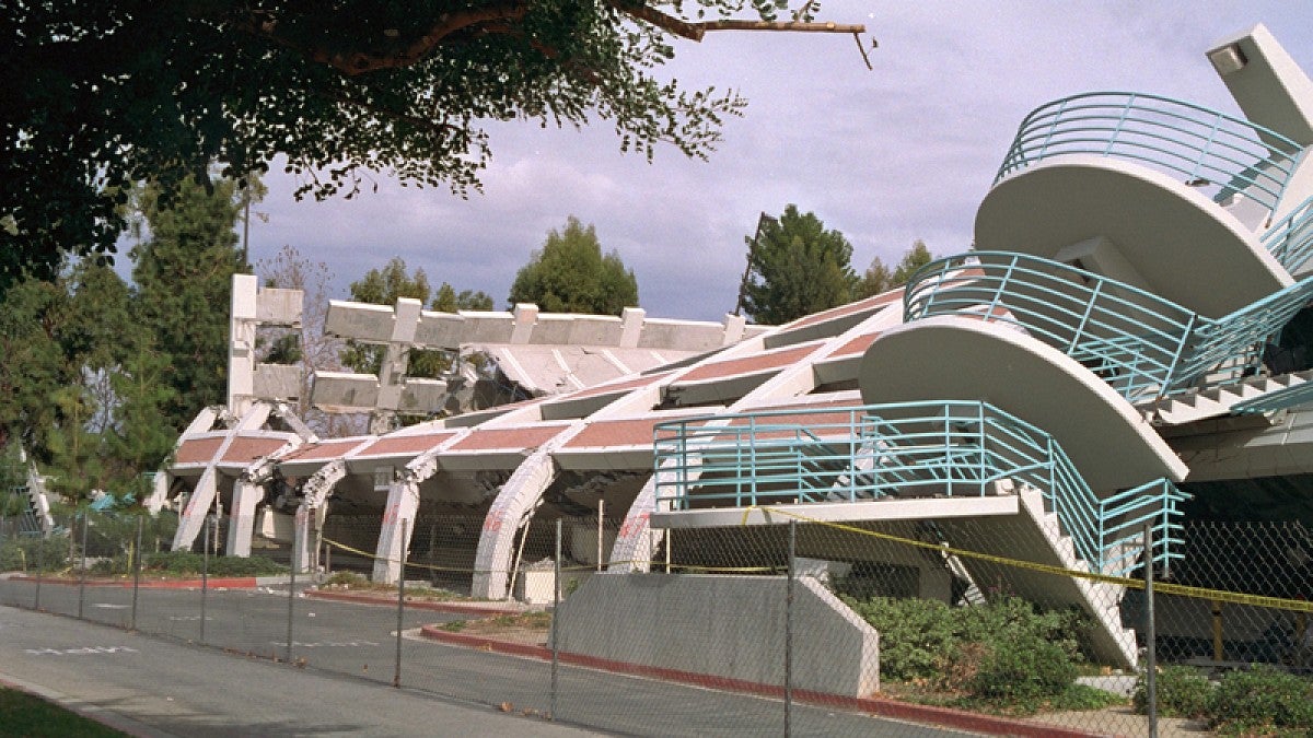 Building collapse in Northridge, California, in the 1994 earthquake