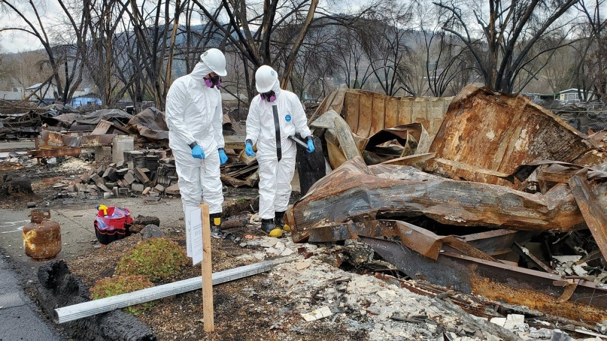 Oregon Dept of Transportation crews assess damage from the Almeda Fire