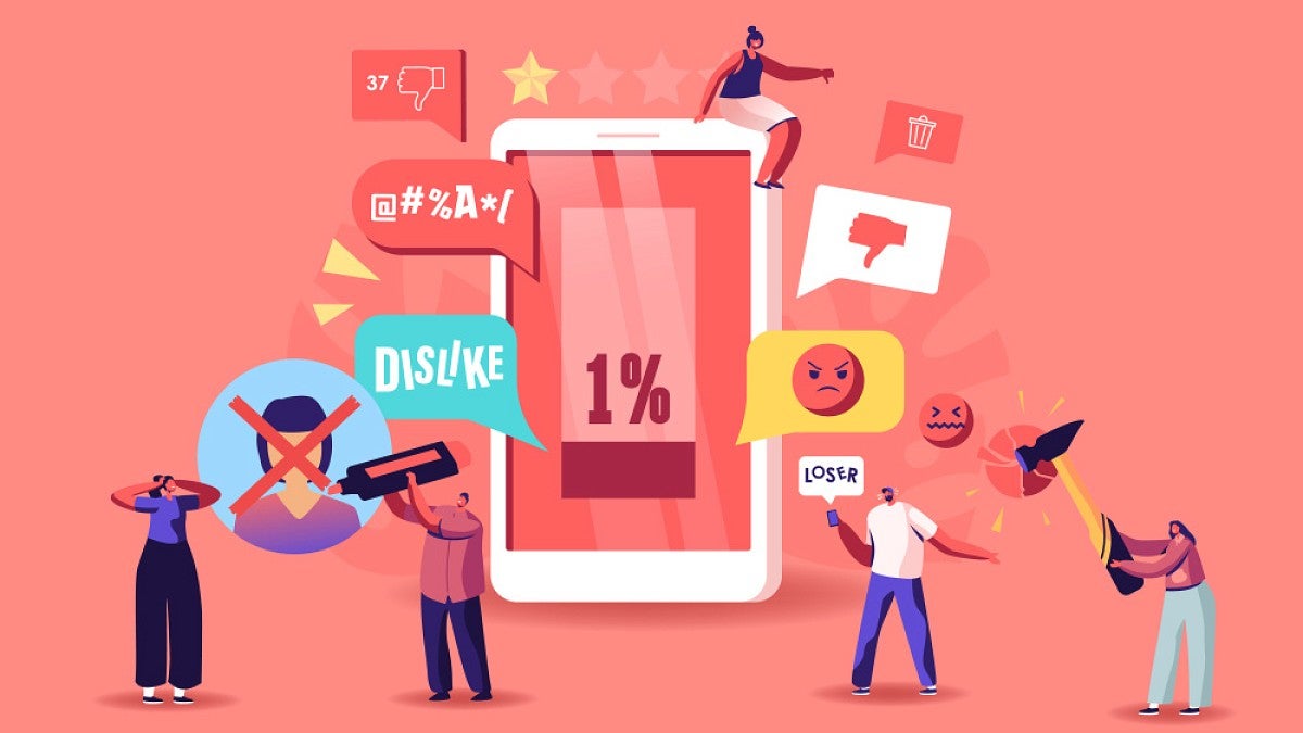 Illustration of people talking online