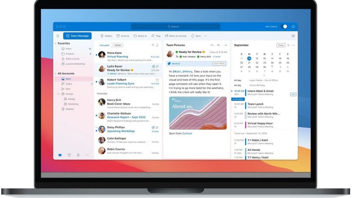 Laptop showing Outlook