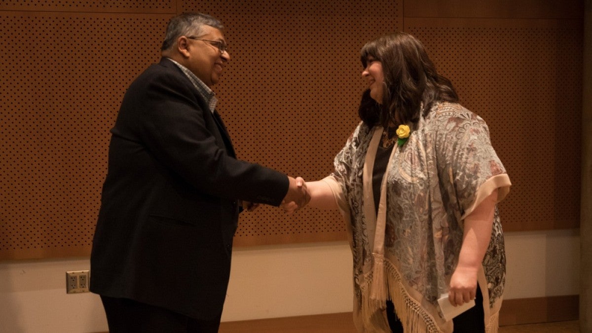 Provots Jayanth Banavar and Amy Hughes Giard