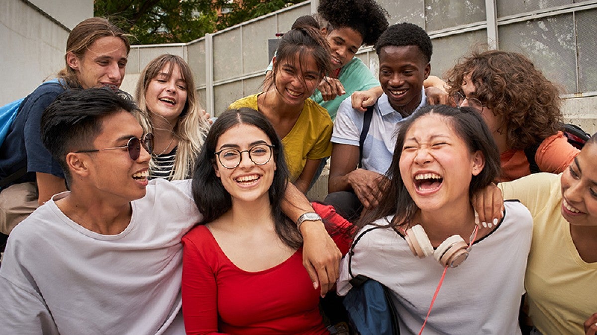 Group of happy students