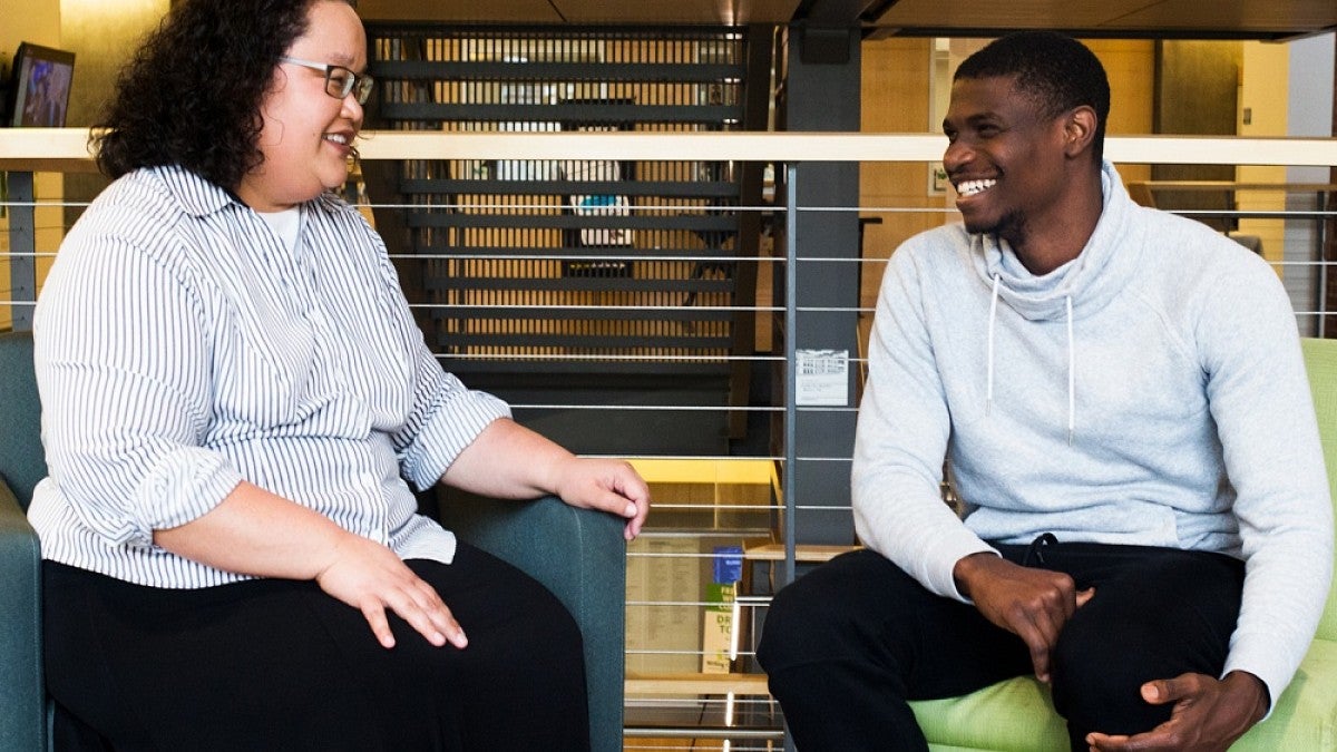 Sally Garner with a student