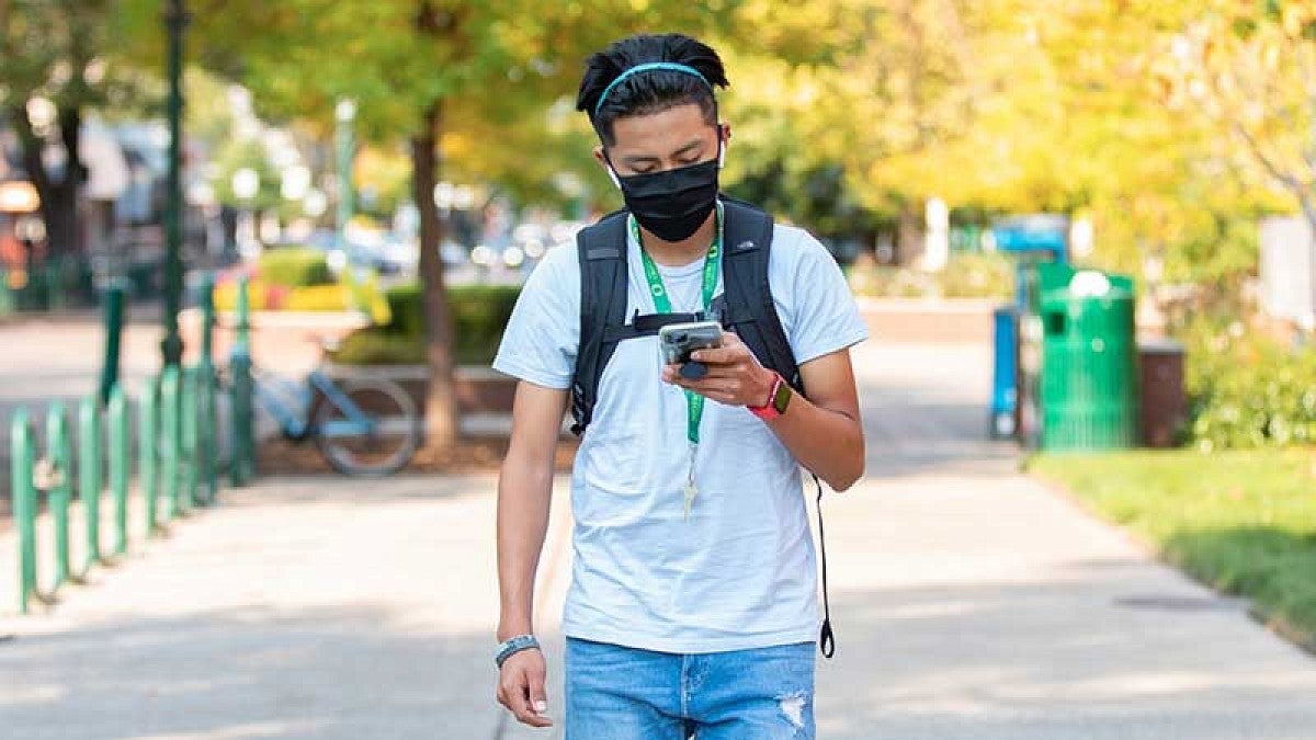 Student using cellphone