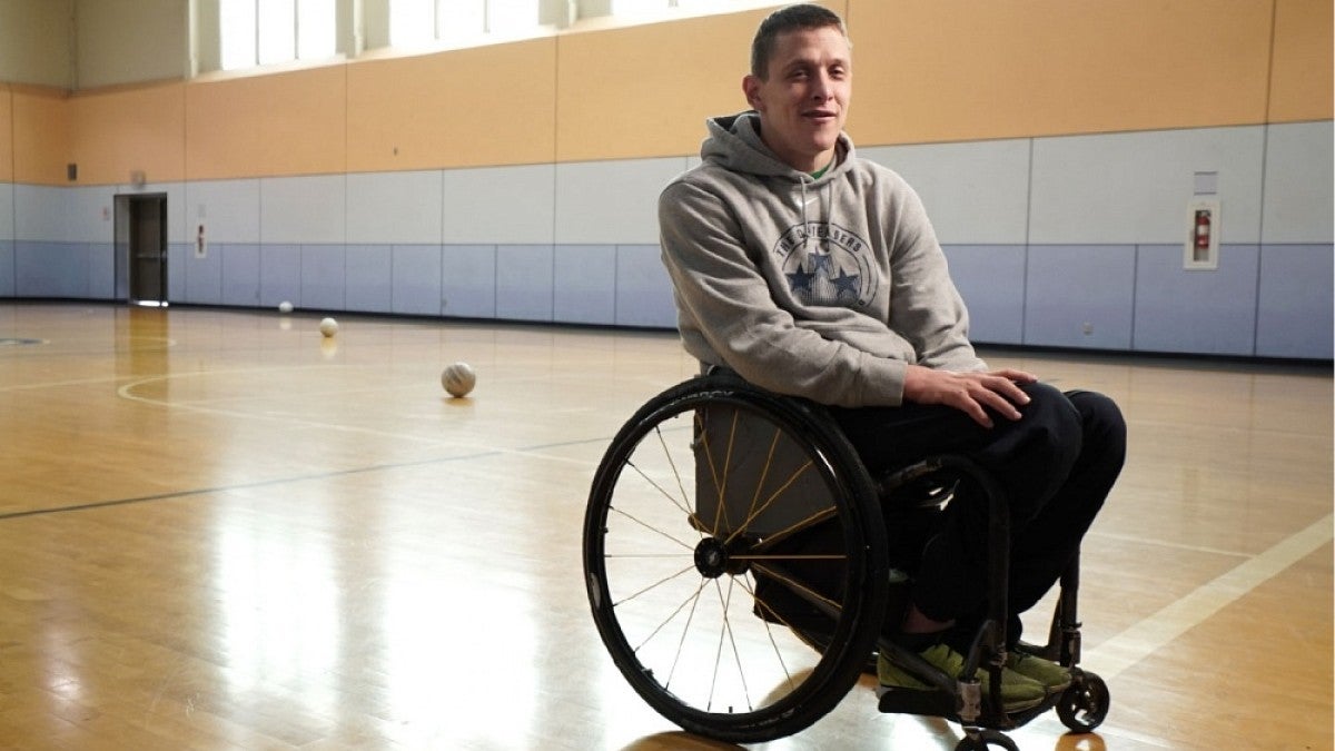 UO alumnus Seth McBride in his wheelchair