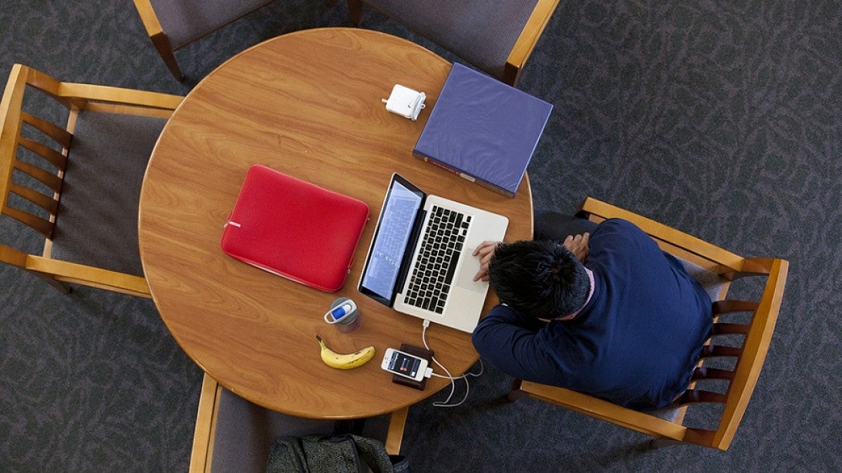 Student  studying alone