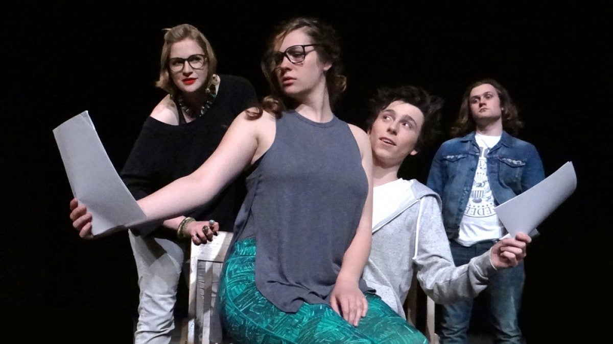 A rehersal for the play 'Stage Kiss'
