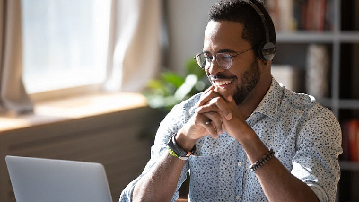 Man on video conference