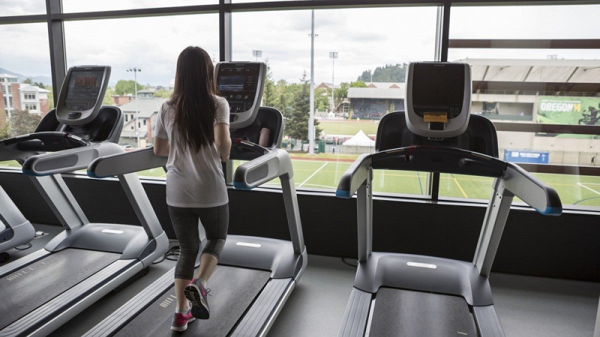Student exercising at the Rec Center