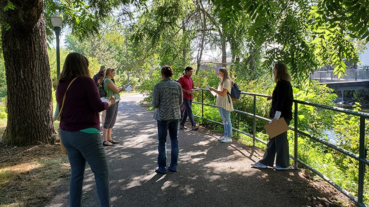 Tour group on campus