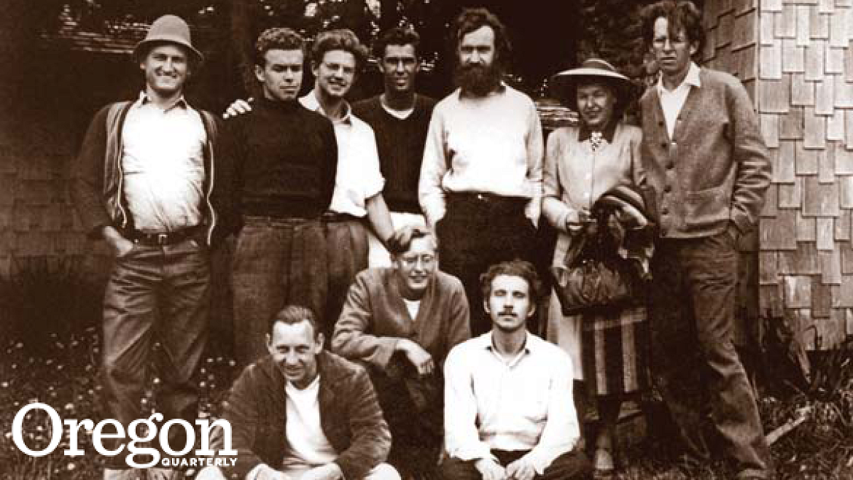 Group photo from CPS camp #56, Waldport, Oregon, July 25, 1943. Photograph courtesy Bruce Reeves Collection - Lewis and Clark College 