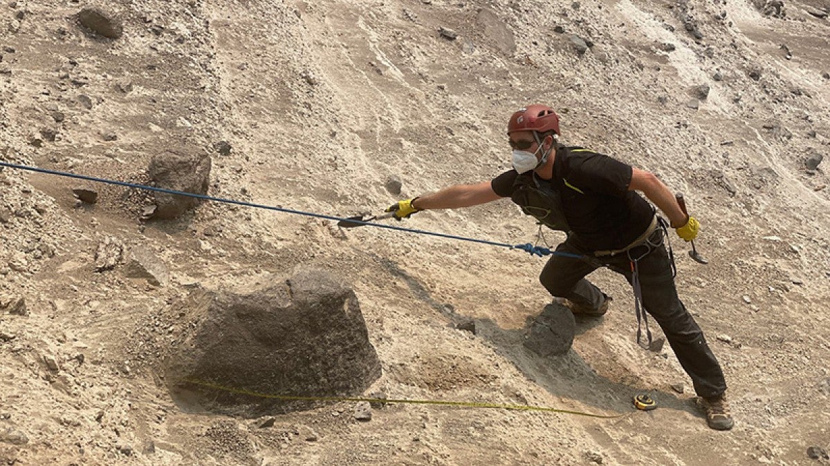 Thomas Giachetti getting ash samples