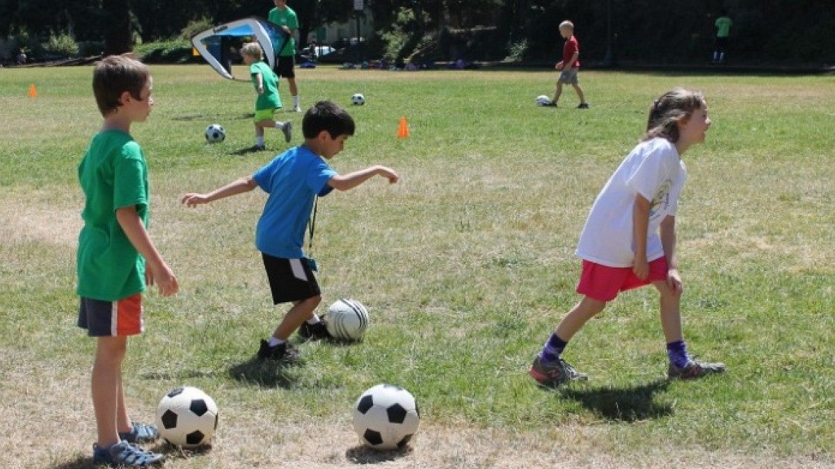 Children playing on campus