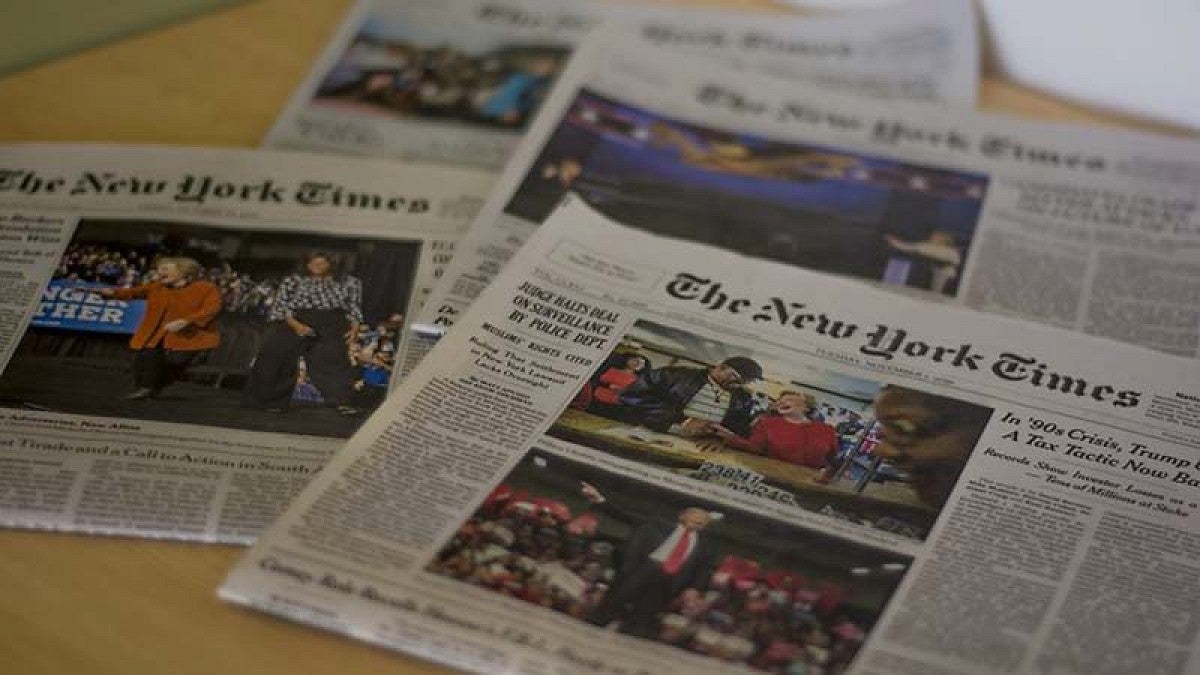 Newspapers on a table