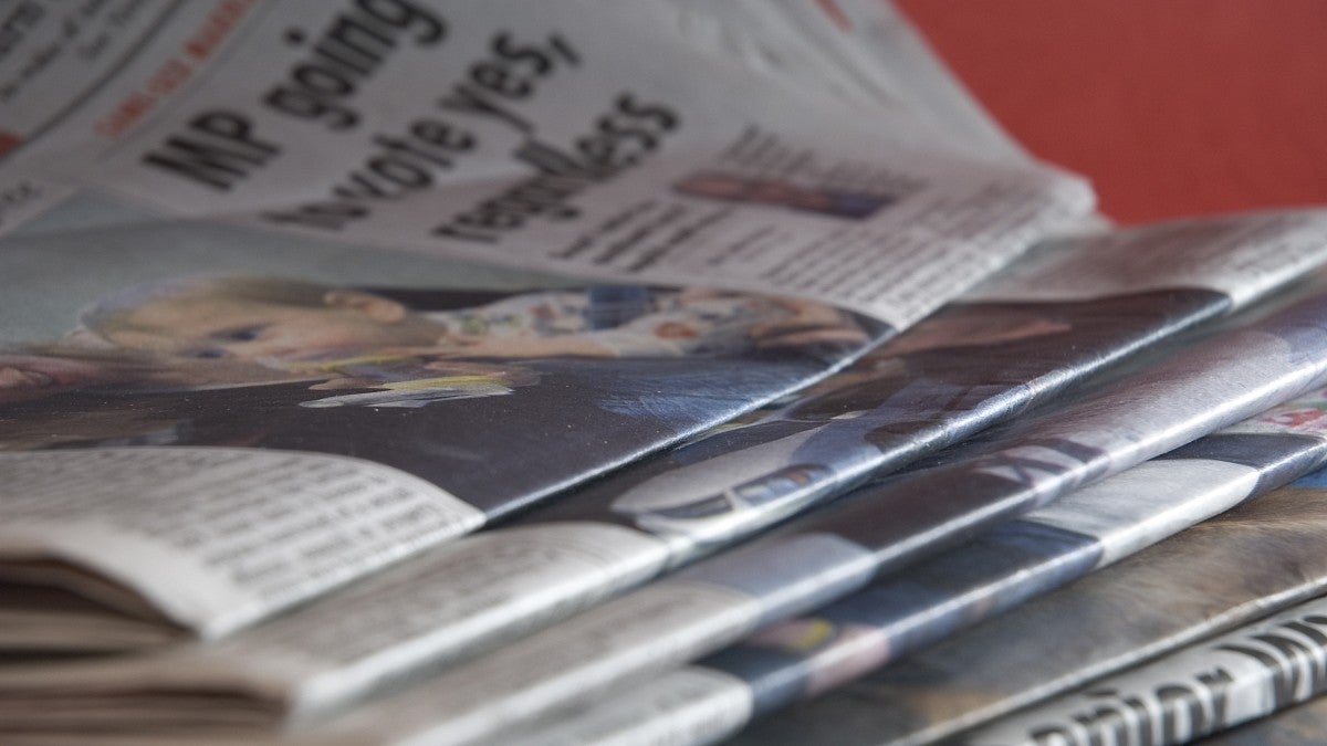 A stack of newspapers