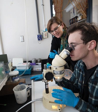 Griffiths’ mentor, Jennifer Phillips, showed him how CRISPR gene-editing technology allows scientists to explore possible treatments for rare inherited diseases. Griffiths’ mentor, Jennifer Phillips, showed him how CRISPR gene-editing technology allows scientists to explore possible treatments for rare inherited diseases.