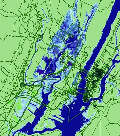 Illustration shows projected flooding of internet infrastructure in New York City