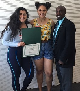 Students receiving award