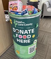 Franklin Building food drive barrel